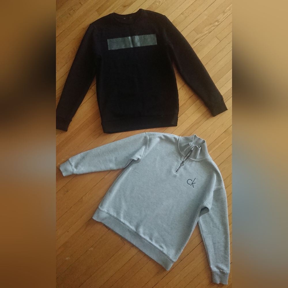 Calvin Klein Black Pullover & Light Gray Quarter-Zip Sweatshirts